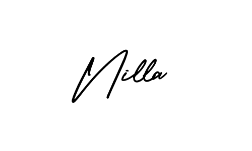 How to make Nilla signature? AmerikaSignatureDemo-Regular is a professional autograph style. Create handwritten signature for Nilla name. Nilla signature style 3 images and pictures png