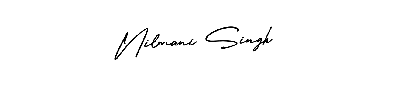 How to Draw Nilmani Singh signature style? AmerikaSignatureDemo-Regular is a latest design signature styles for name Nilmani Singh. Nilmani Singh signature style 3 images and pictures png