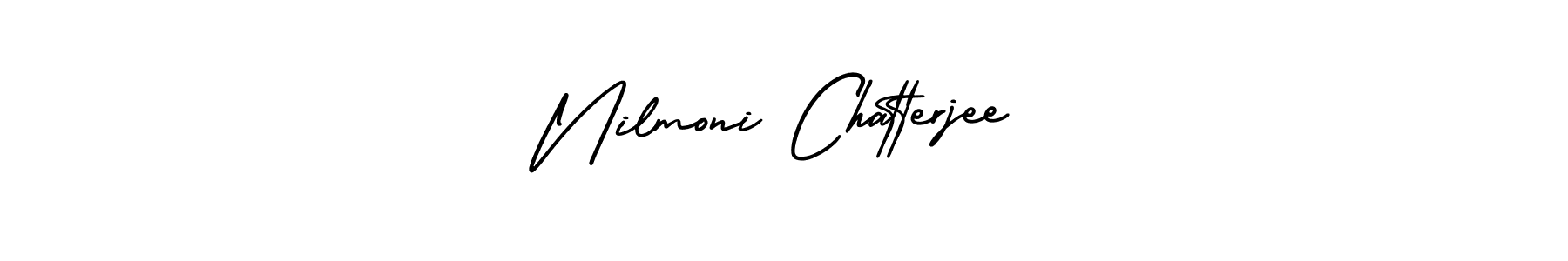 The best way (AmerikaSignatureDemo-Regular) to make a short signature is to pick only two or three words in your name. The name Nilmoni Chatterjee include a total of six letters. For converting this name. Nilmoni Chatterjee signature style 3 images and pictures png