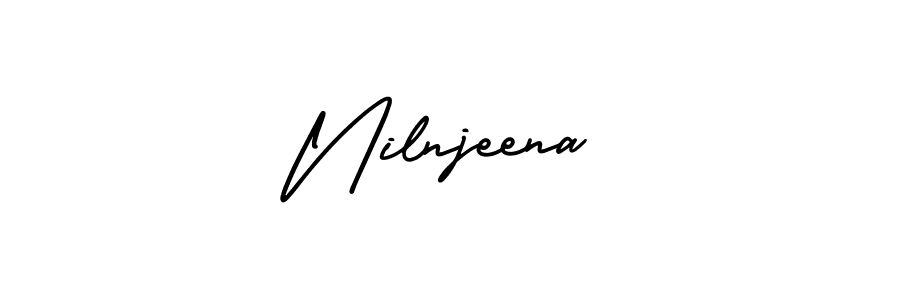You should practise on your own different ways (AmerikaSignatureDemo-Regular) to write your name (Nilnjeena) in signature. don't let someone else do it for you. Nilnjeena signature style 3 images and pictures png