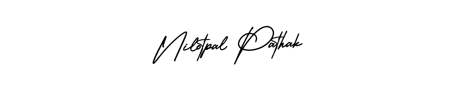You should practise on your own different ways (AmerikaSignatureDemo-Regular) to write your name (Nilotpal Pathak) in signature. don't let someone else do it for you. Nilotpal Pathak signature style 3 images and pictures png