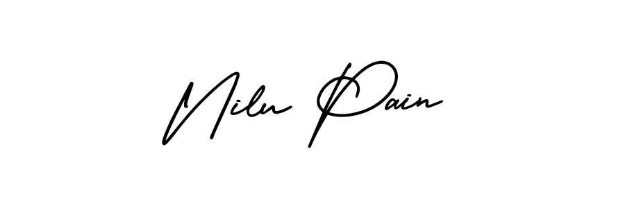 How to make Nilu Pain name signature. Use AmerikaSignatureDemo-Regular style for creating short signs online. This is the latest handwritten sign. Nilu Pain signature style 3 images and pictures png