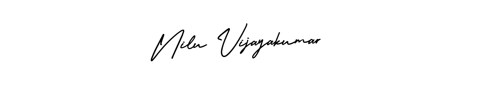 AmerikaSignatureDemo-Regular is a professional signature style that is perfect for those who want to add a touch of class to their signature. It is also a great choice for those who want to make their signature more unique. Get Nilu Vijayakumar name to fancy signature for free. Nilu Vijayakumar signature style 3 images and pictures png