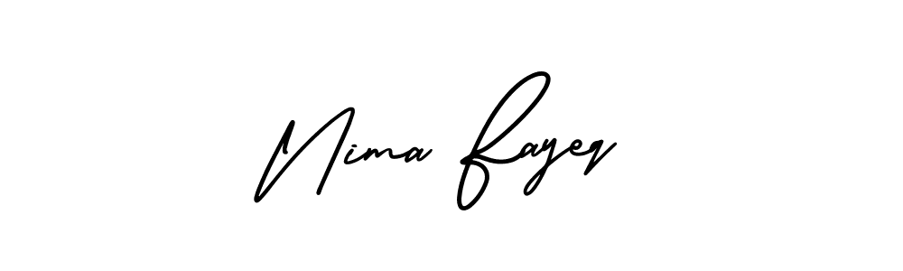 How to make Nima Fayeq name signature. Use AmerikaSignatureDemo-Regular style for creating short signs online. This is the latest handwritten sign. Nima Fayeq signature style 3 images and pictures png