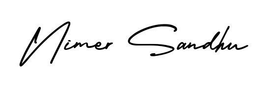 The AmerikaSignatureDemo-Regular lettering style adds unique flourish to name Nimer Sandhu. Stand out with a custom digital autograph made in seconds. Nimer Sandhu signature style 3 images and pictures png