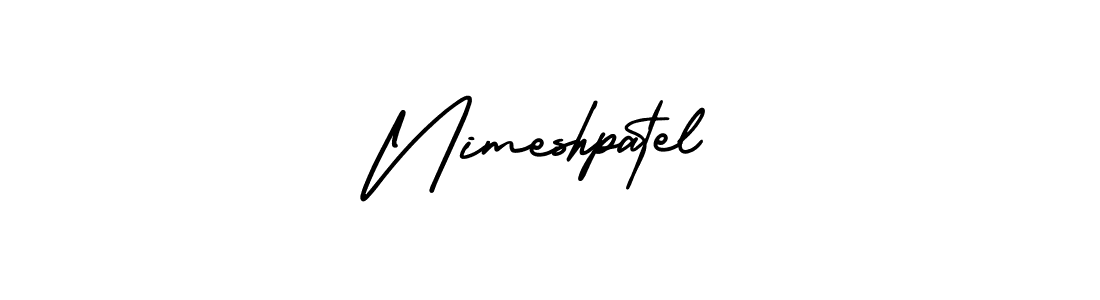 You should practise on your own different ways (AmerikaSignatureDemo-Regular) to write your name (Nimeshpatel) in signature. don't let someone else do it for you. Nimeshpatel signature style 3 images and pictures png