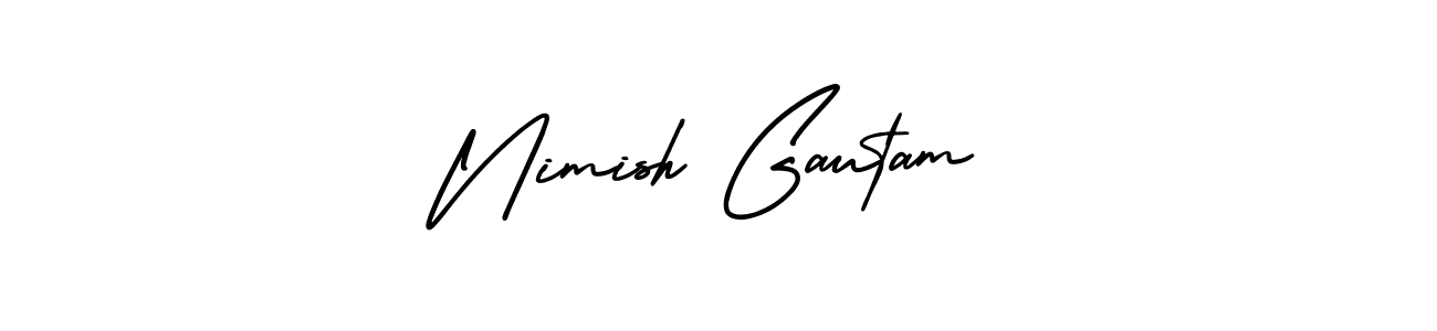 Similarly AmerikaSignatureDemo-Regular is the best handwritten signature design. Signature creator online .You can use it as an online autograph creator for name Nimish Gautam. Nimish Gautam signature style 3 images and pictures png