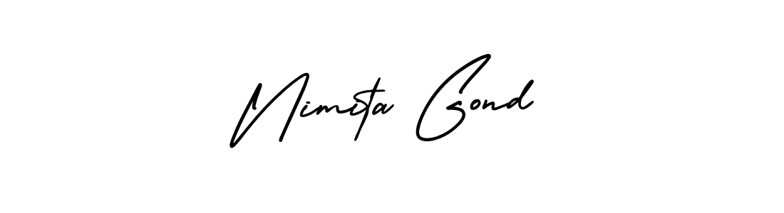 The best way (AmerikaSignatureDemo-Regular) to make a short signature is to pick only two or three words in your name. The name Nimita Gond include a total of six letters. For converting this name. Nimita Gond signature style 3 images and pictures png
