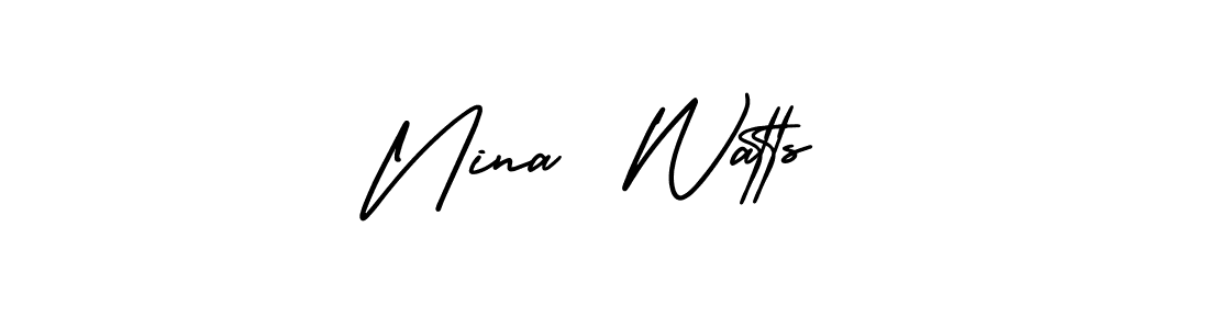 Similarly AmerikaSignatureDemo-Regular is the best handwritten signature design. Signature creator online .You can use it as an online autograph creator for name Nina  Watts. Nina  Watts signature style 3 images and pictures png