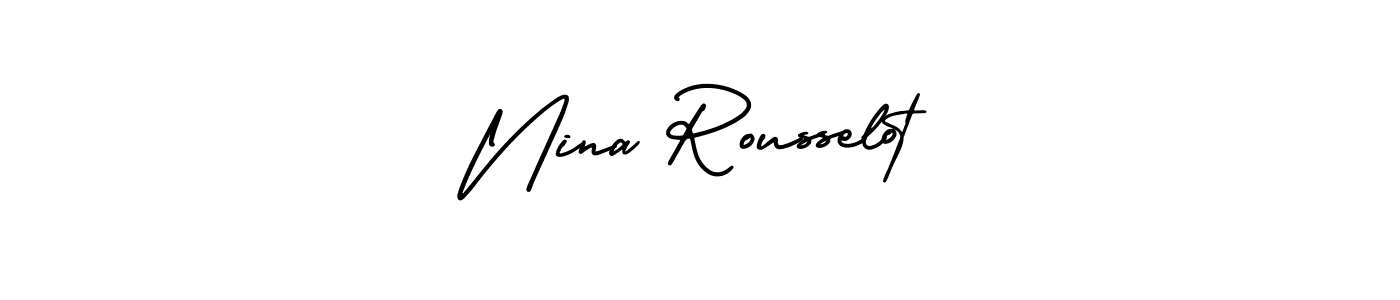 You should practise on your own different ways (AmerikaSignatureDemo-Regular) to write your name (Nina Rousselot) in signature. don't let someone else do it for you. Nina Rousselot signature style 3 images and pictures png