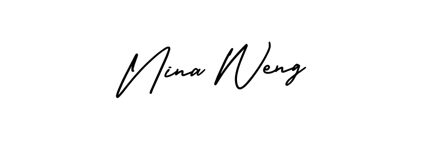 It looks lik you need a new signature style for name Nina Weng. Design unique handwritten (AmerikaSignatureDemo-Regular) signature with our free signature maker in just a few clicks. Nina Weng signature style 3 images and pictures png