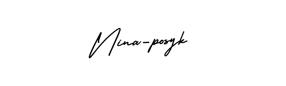 The best way (AmerikaSignatureDemo-Regular) to make a short signature is to pick only two or three words in your name. The name Nina-posyk include a total of six letters. For converting this name. Nina-posyk signature style 3 images and pictures png