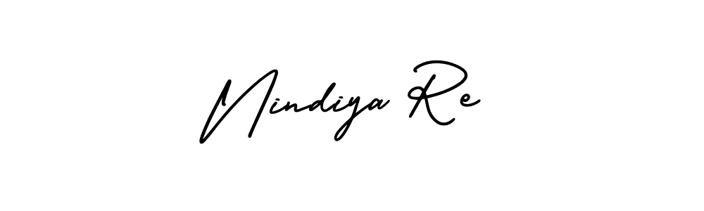 The best way (AmerikaSignatureDemo-Regular) to make a short signature is to pick only two or three words in your name. The name Nindiya Re include a total of six letters. For converting this name. Nindiya Re signature style 3 images and pictures png