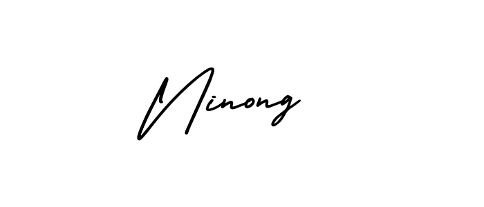 The best way (AmerikaSignatureDemo-Regular) to make a short signature is to pick only two or three words in your name. The name Ninong  include a total of six letters. For converting this name. Ninong  signature style 3 images and pictures png