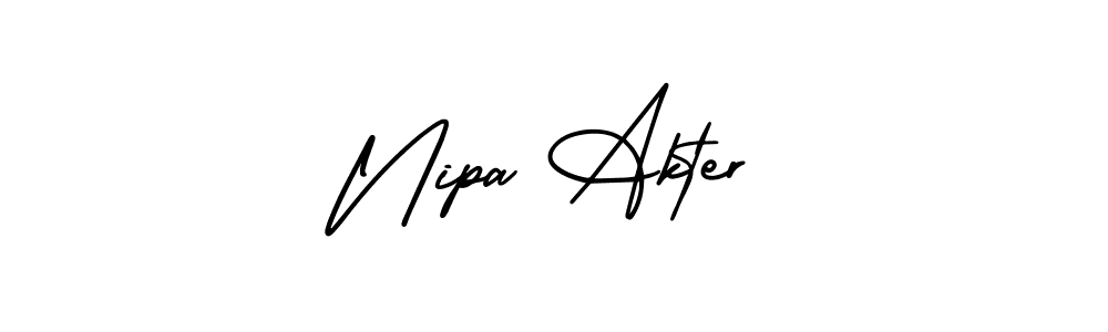 You should practise on your own different ways (AmerikaSignatureDemo-Regular) to write your name (Nipa Akter) in signature. don't let someone else do it for you. Nipa Akter signature style 3 images and pictures png