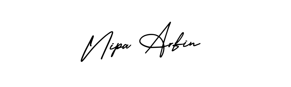 The best way (AmerikaSignatureDemo-Regular) to make a short signature is to pick only two or three words in your name. The name Nipa Arfin include a total of six letters. For converting this name. Nipa Arfin signature style 3 images and pictures png