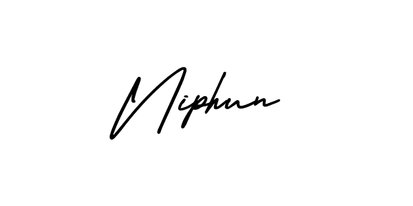 How to make Niphun name signature. Use AmerikaSignatureDemo-Regular style for creating short signs online. This is the latest handwritten sign. Niphun signature style 3 images and pictures png
