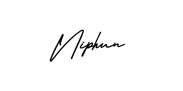 How to make Niphun name signature. Use AmerikaSignatureDemo-Regular style for creating short signs online. This is the latest handwritten sign. Niphun signature style 3 images and pictures png