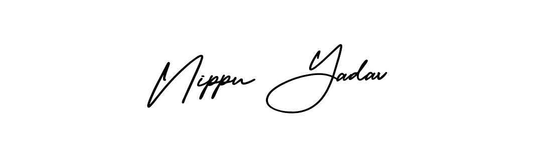 You should practise on your own different ways (AmerikaSignatureDemo-Regular) to write your name (Nippu Yadav) in signature. don't let someone else do it for you. Nippu Yadav signature style 3 images and pictures png