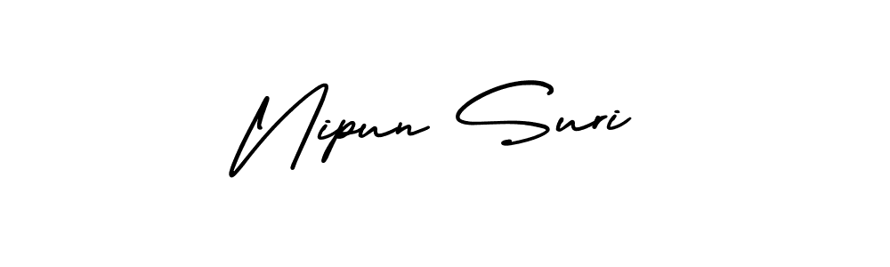 This is the best signature style for the Nipun Suri name. Also you like these signature font (AmerikaSignatureDemo-Regular). Mix name signature. Nipun Suri signature style 3 images and pictures png