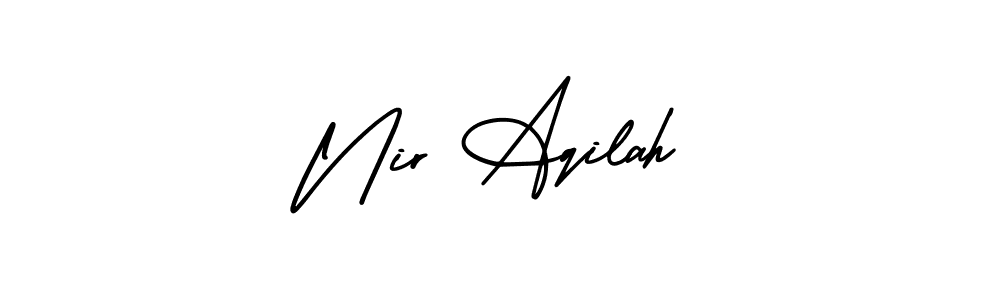 Nir Aqilah stylish signature style. Best Handwritten Sign (AmerikaSignatureDemo-Regular) for my name. Handwritten Signature Collection Ideas for my name Nir Aqilah. Nir Aqilah signature style 3 images and pictures png