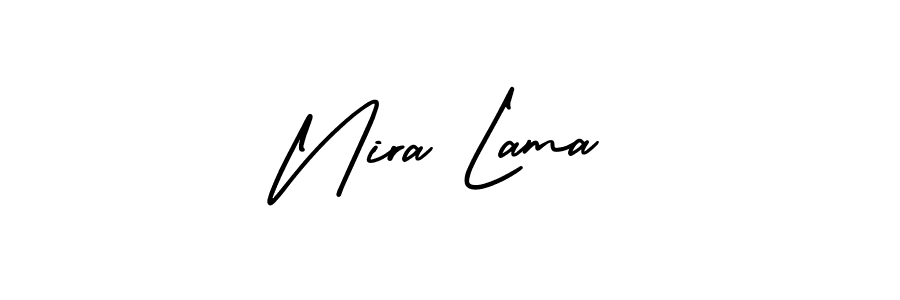 Nira Lama stylish signature style. Best Handwritten Sign (AmerikaSignatureDemo-Regular) for my name. Handwritten Signature Collection Ideas for my name Nira Lama. Nira Lama signature style 3 images and pictures png