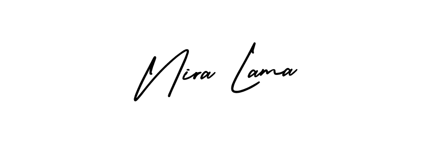 Nira Lama stylish signature style. Best Handwritten Sign (AmerikaSignatureDemo-Regular) for my name. Handwritten Signature Collection Ideas for my name Nira Lama. Nira Lama signature style 3 images and pictures png