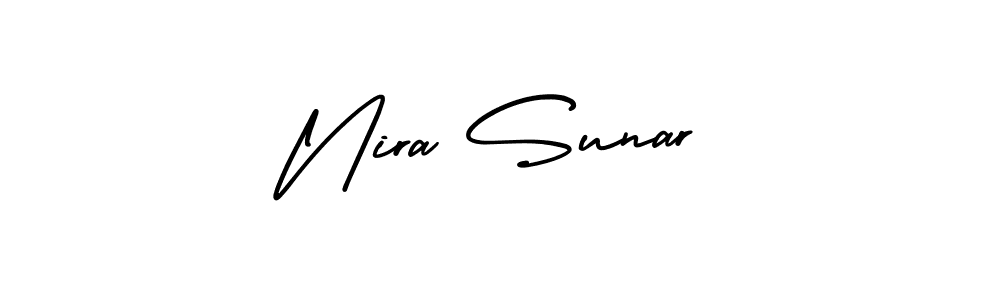 This is the best signature style for the Nira Sunar name. Also you like these signature font (AmerikaSignatureDemo-Regular). Mix name signature. Nira Sunar signature style 3 images and pictures png
