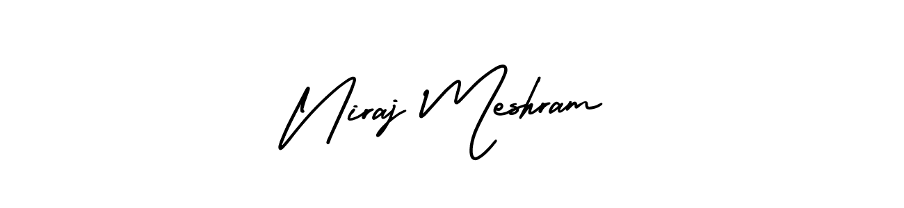 You should practise on your own different ways (AmerikaSignatureDemo-Regular) to write your name (Niraj Meshram) in signature. don't let someone else do it for you. Niraj Meshram signature style 3 images and pictures png