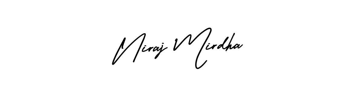 The best way (AmerikaSignatureDemo-Regular) to make a short signature is to pick only two or three words in your name. The name Niraj Mirdha include a total of six letters. For converting this name. Niraj Mirdha signature style 3 images and pictures png