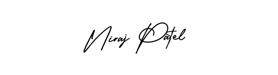 You should practise on your own different ways (AmerikaSignatureDemo-Regular) to write your name (Niraj Patel) in signature. don't let someone else do it for you. Niraj Patel signature style 3 images and pictures png