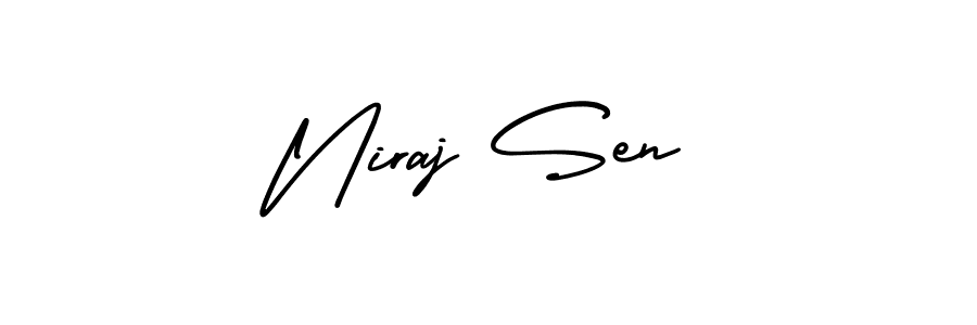 You should practise on your own different ways (AmerikaSignatureDemo-Regular) to write your name (Niraj Sen) in signature. don't let someone else do it for you. Niraj Sen signature style 3 images and pictures png