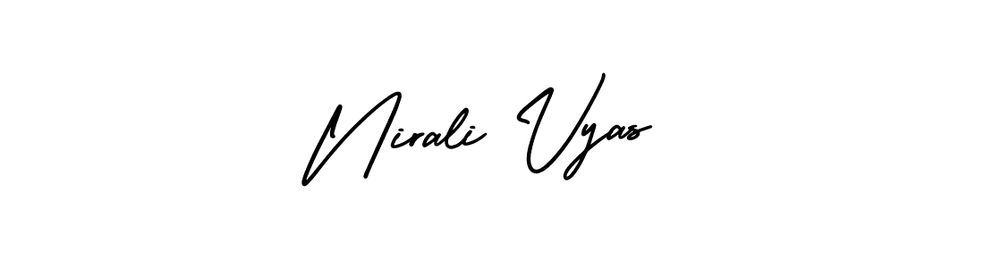 The best way (AmerikaSignatureDemo-Regular) to make a short signature is to pick only two or three words in your name. The name Nirali Vyas include a total of six letters. For converting this name. Nirali Vyas signature style 3 images and pictures png