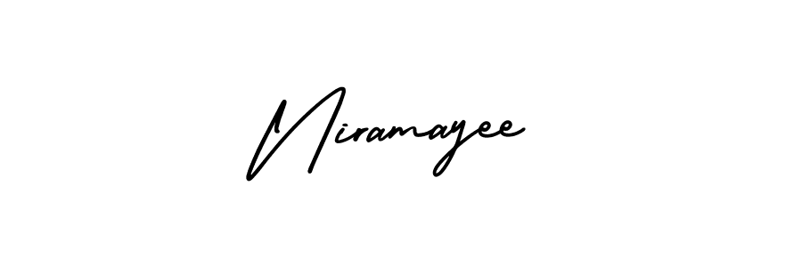 The best way (AmerikaSignatureDemo-Regular) to make a short signature is to pick only two or three words in your name. The name Niramayee include a total of six letters. For converting this name. Niramayee signature style 3 images and pictures png
