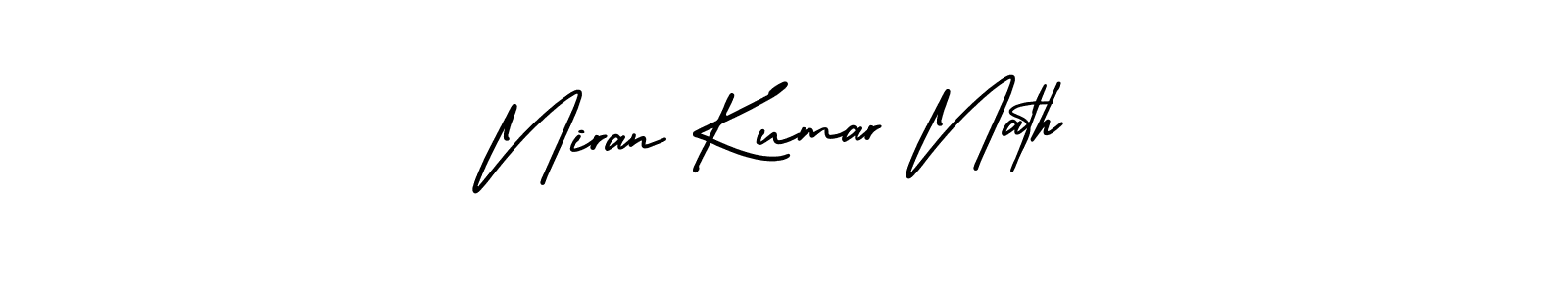 The best way (AmerikaSignatureDemo-Regular) to make a short signature is to pick only two or three words in your name. The name Niran Kumar Nath include a total of six letters. For converting this name. Niran Kumar Nath signature style 3 images and pictures png