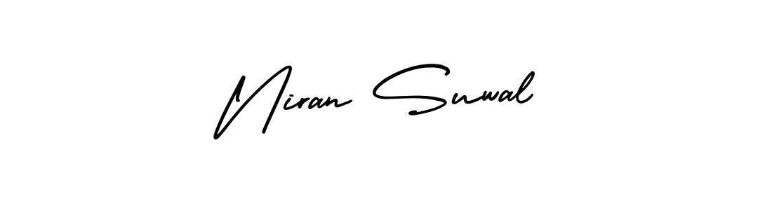 How to make Niran Suwal name signature. Use AmerikaSignatureDemo-Regular style for creating short signs online. This is the latest handwritten sign. Niran Suwal signature style 3 images and pictures png