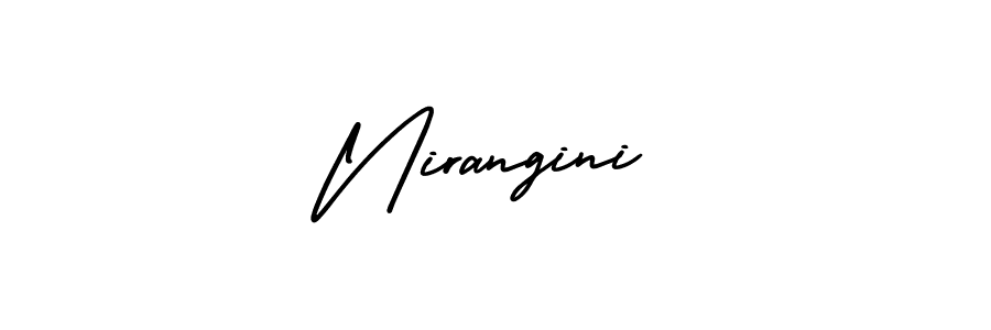 The best way (AmerikaSignatureDemo-Regular) to make a short signature is to pick only two or three words in your name. The name Nirangini include a total of six letters. For converting this name. Nirangini signature style 3 images and pictures png