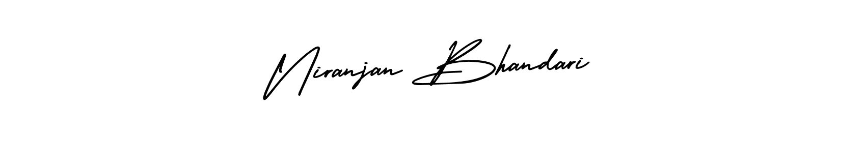 You should practise on your own different ways (AmerikaSignatureDemo-Regular) to write your name (Niranjan Bhandari) in signature. don't let someone else do it for you. Niranjan Bhandari signature style 3 images and pictures png