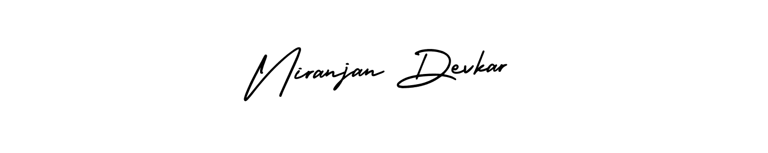 This is the best signature style for the Niranjan Devkar name. Also you like these signature font (AmerikaSignatureDemo-Regular). Mix name signature. Niranjan Devkar signature style 3 images and pictures png
