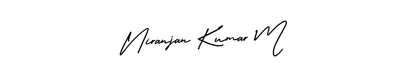 This is the best signature style for the Niranjan Kumar M name. Also you like these signature font (AmerikaSignatureDemo-Regular). Mix name signature. Niranjan Kumar M signature style 3 images and pictures png