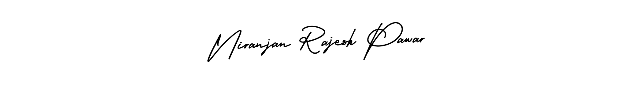 You should practise on your own different ways (AmerikaSignatureDemo-Regular) to write your name (Niranjan Rajesh Pawar) in signature. don't let someone else do it for you. Niranjan Rajesh Pawar signature style 3 images and pictures png