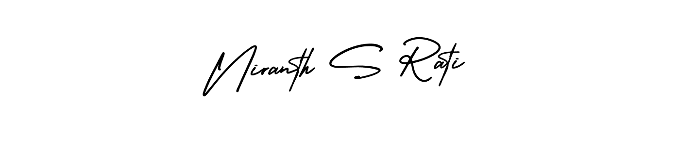 Similarly AmerikaSignatureDemo-Regular is the best handwritten signature design. Signature creator online .You can use it as an online autograph creator for name Niranth S Rati. Niranth S Rati signature style 3 images and pictures png
