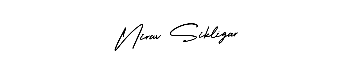 You should practise on your own different ways (AmerikaSignatureDemo-Regular) to write your name (Nirav Sikligar) in signature. don't let someone else do it for you. Nirav Sikligar signature style 3 images and pictures png