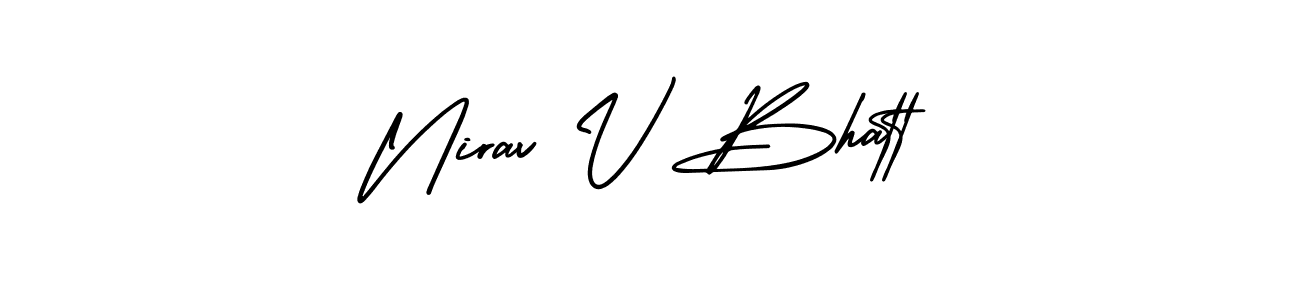 AmerikaSignatureDemo-Regular is a professional signature style that is perfect for those who want to add a touch of class to their signature. It is also a great choice for those who want to make their signature more unique. Get Nirav V Bhatt name to fancy signature for free. Nirav V Bhatt signature style 3 images and pictures png