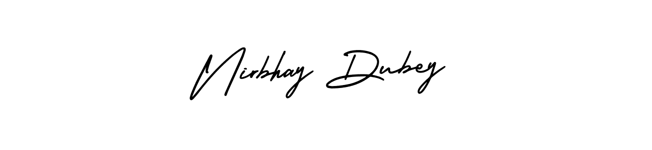 This is the best signature style for the Nirbhay Dubey name. Also you like these signature font (AmerikaSignatureDemo-Regular). Mix name signature. Nirbhay Dubey signature style 3 images and pictures png