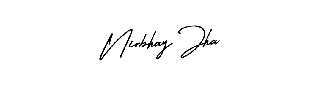 if you are searching for the best signature style for your name Nirbhay Jha. so please give up your signature search. here we have designed multiple signature styles  using AmerikaSignatureDemo-Regular. Nirbhay Jha signature style 3 images and pictures png