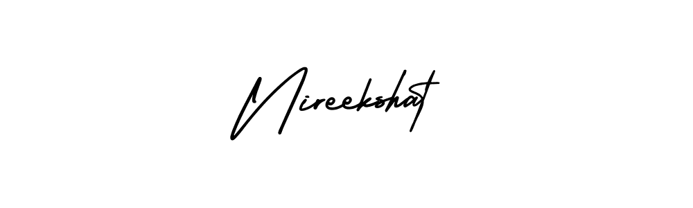 The best way (AmerikaSignatureDemo-Regular) to make a short signature is to pick only two or three words in your name. The name Nireekshat include a total of six letters. For converting this name. Nireekshat signature style 3 images and pictures png