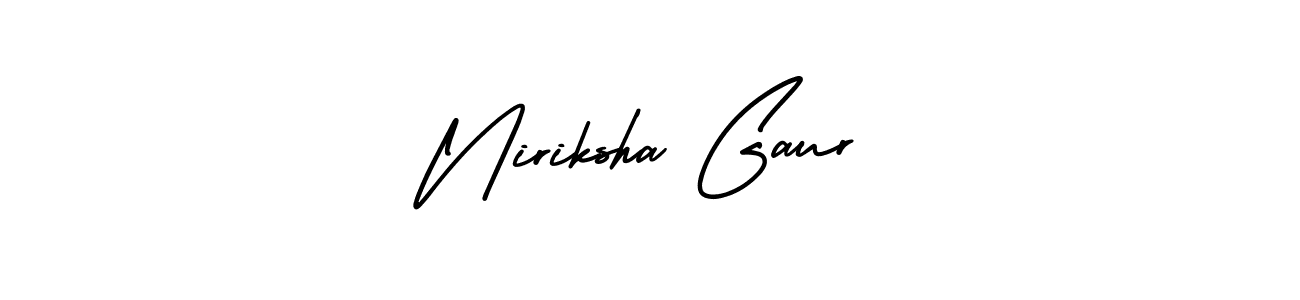 How to Draw Niriksha Gaur signature style? AmerikaSignatureDemo-Regular is a latest design signature styles for name Niriksha Gaur. Niriksha Gaur signature style 3 images and pictures png