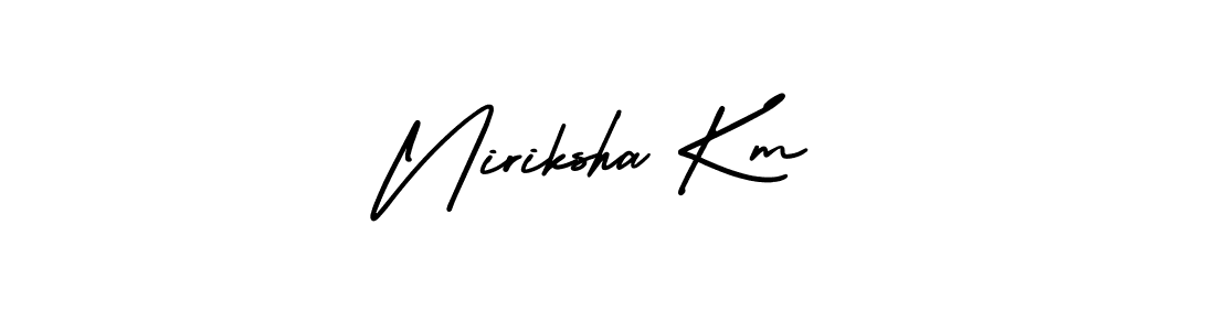 if you are searching for the best signature style for your name Niriksha Km. so please give up your signature search. here we have designed multiple signature styles  using AmerikaSignatureDemo-Regular. Niriksha Km signature style 3 images and pictures png