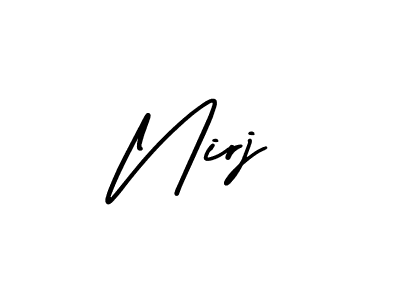 How to make Nirj name signature. Use AmerikaSignatureDemo-Regular style for creating short signs online. This is the latest handwritten sign. Nirj signature style 3 images and pictures png